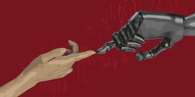 robot hand touching human hand