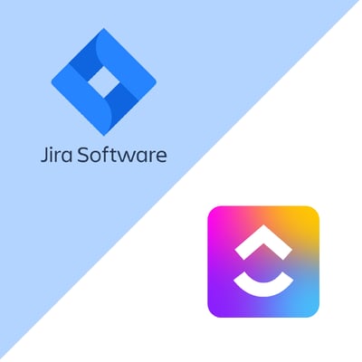 jira software and clickup logos