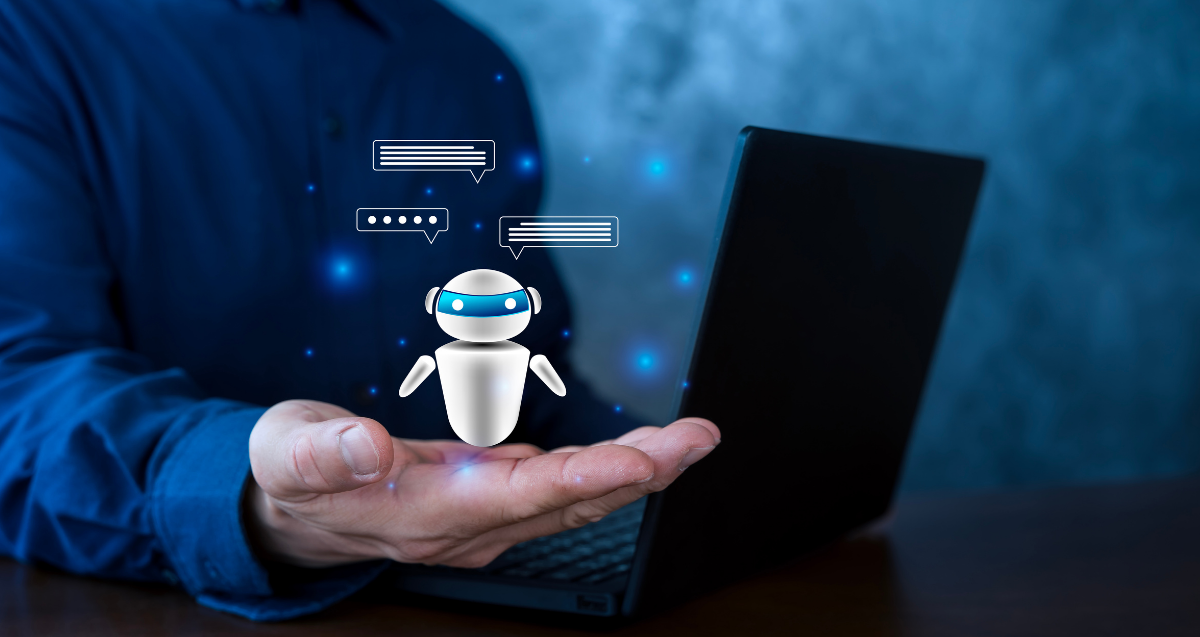  Businessman using AI-powered service in IT service management