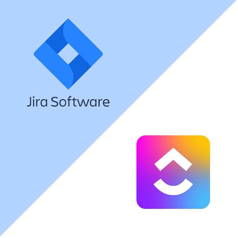 jira software and clickup logos